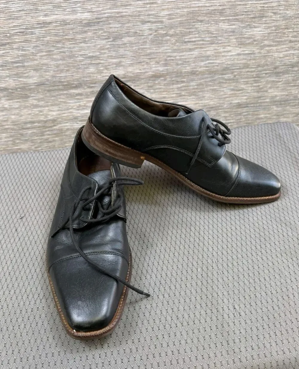 Johnston & Murphy Shoes Mens Size 7.5M Black Leather Cap Toe Derby Dress